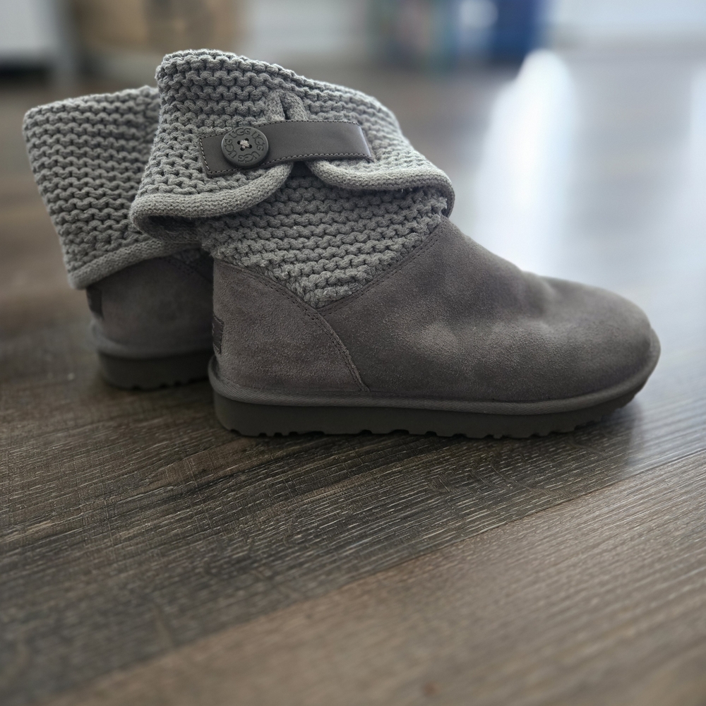 UGG Gray Knit Ankle Boots